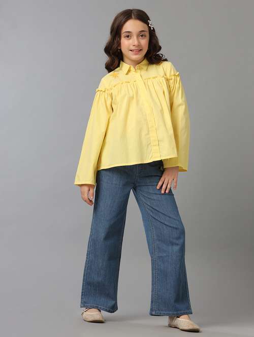 girls round neck solid regular top - 21549531 - Standard Image - 0