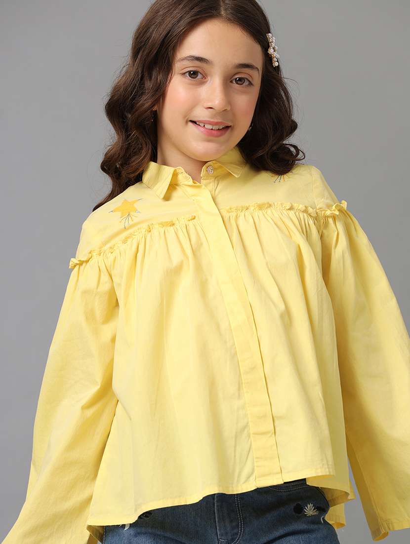 girls round neck solid regular top - 21549531 - Standard Image - 3