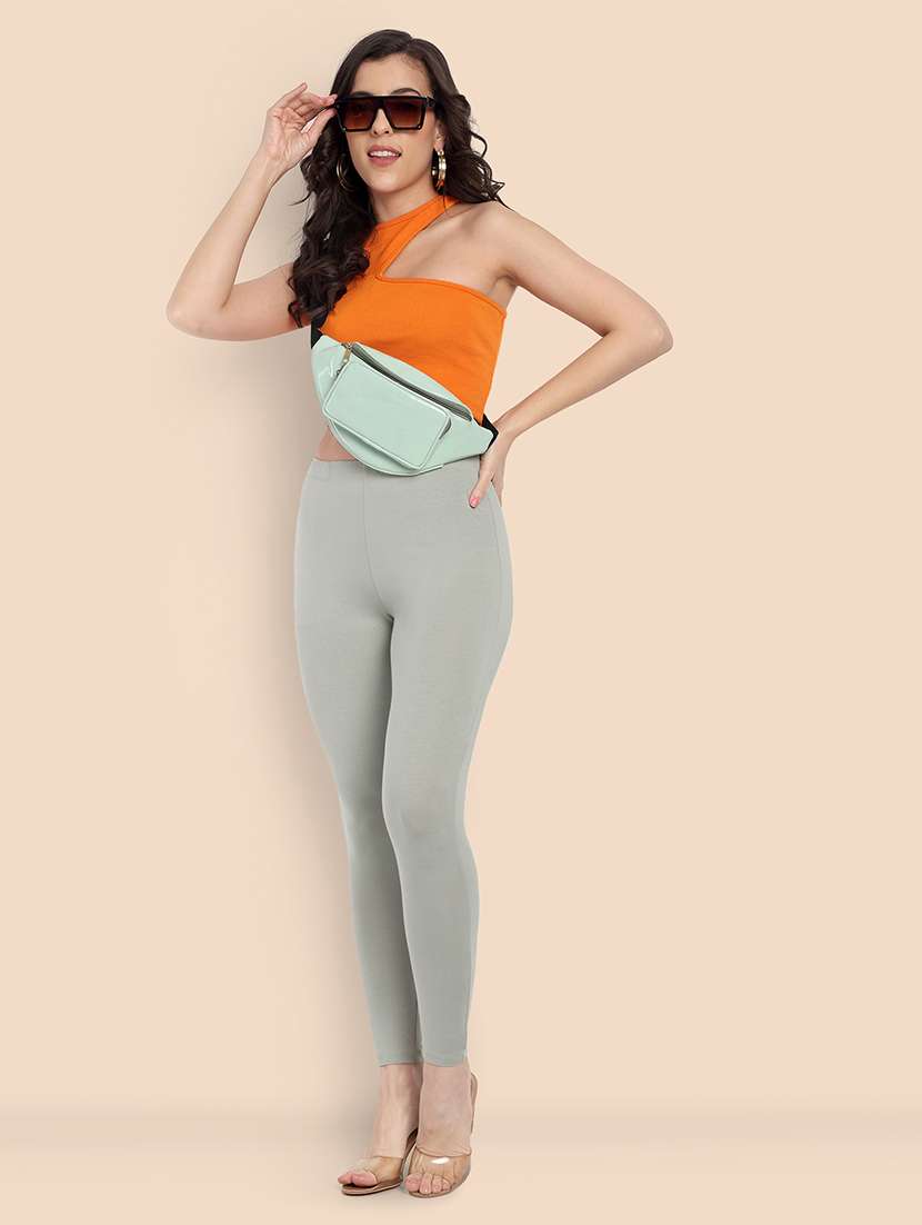 women solid ankle length leggings - 21549580 - Standard Image - 3