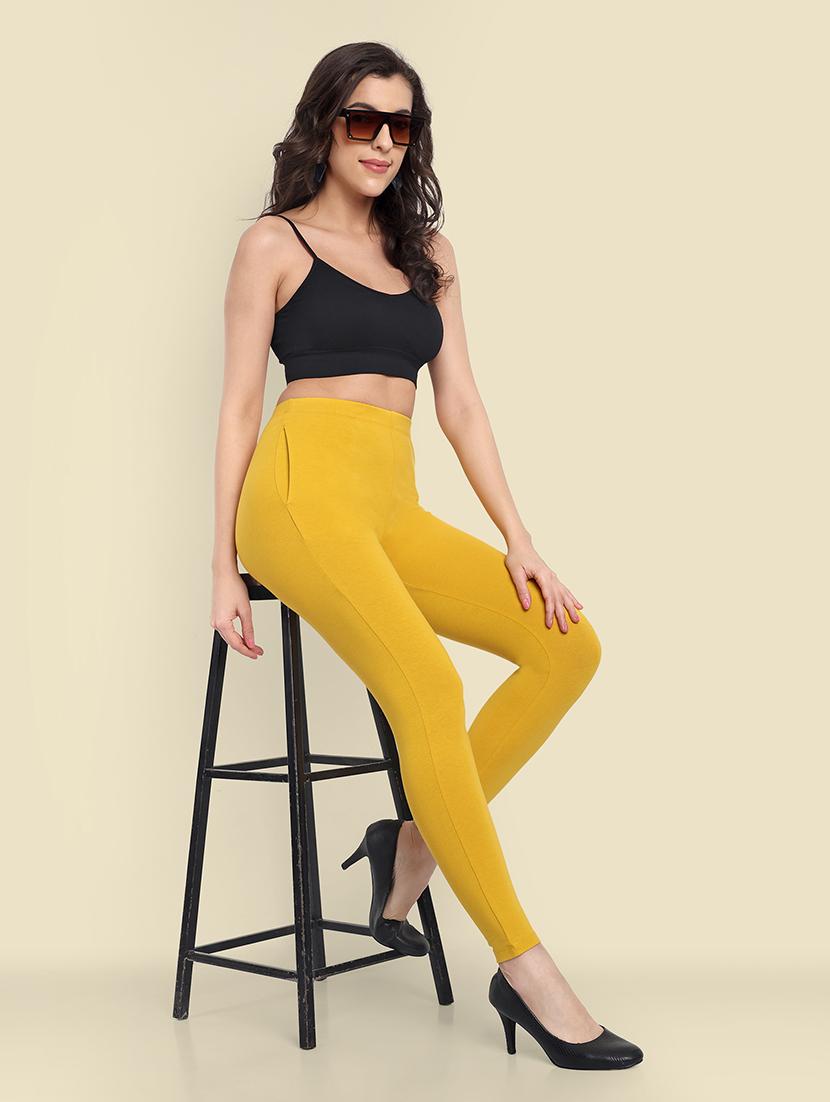 women solid ankle length leggings - 21549584 - Standard Image - 3