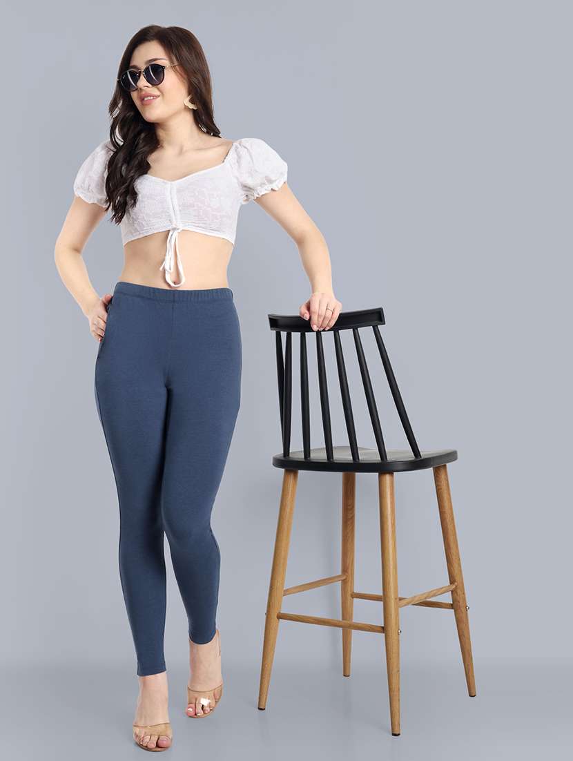 women solid ankle length leggings - 21549586 -  Standard Image - 3