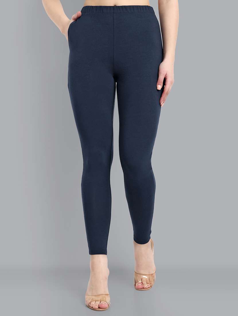 women solid ankle length leggings