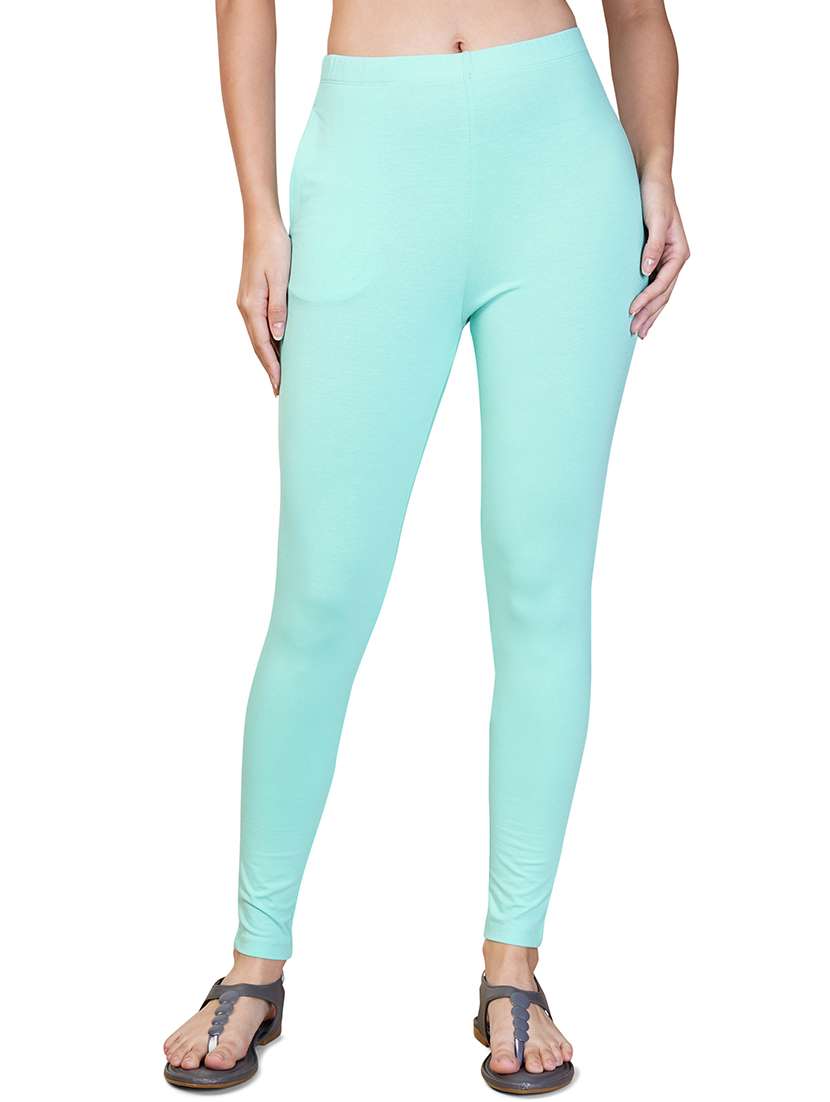 women solid ankle length leggings