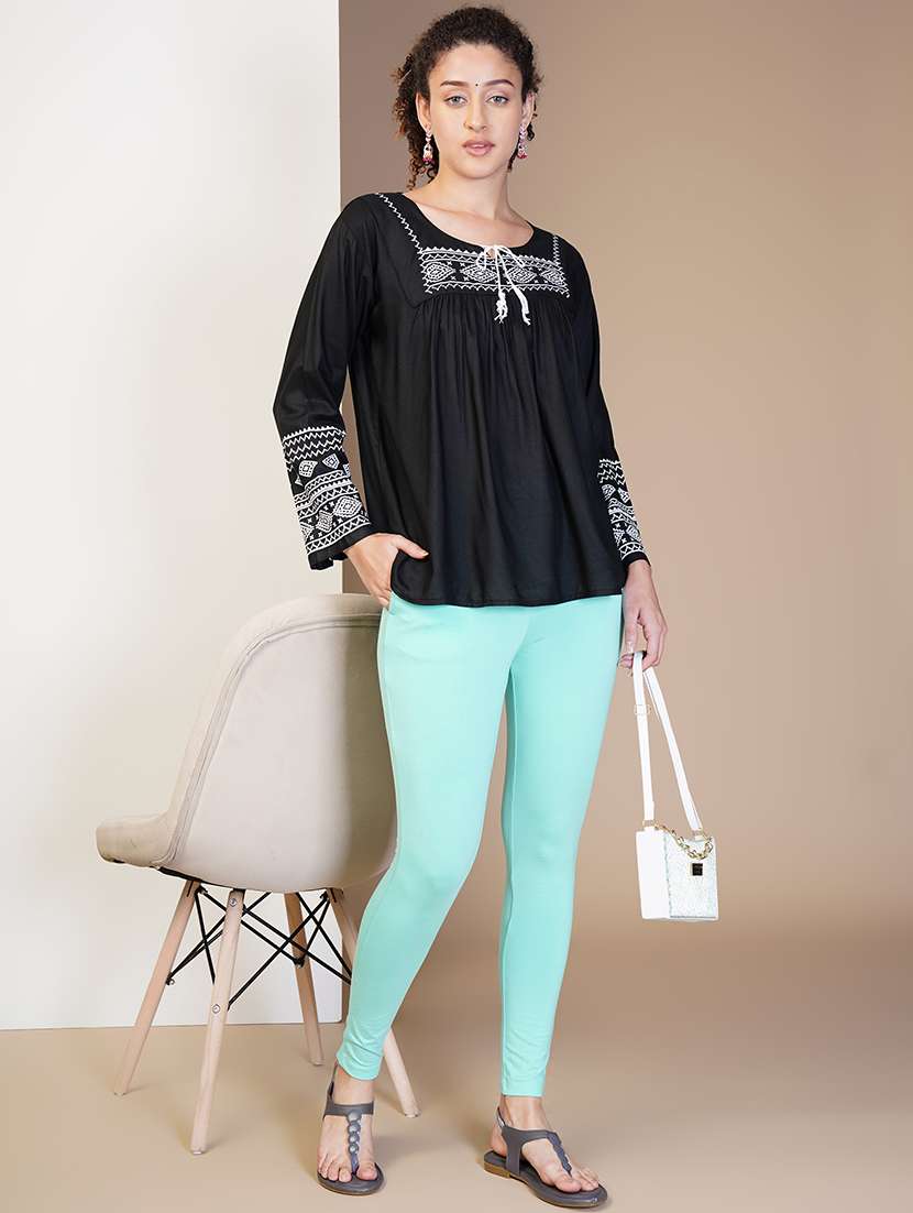 women solid ankle length leggings - 21549590 -  Standard Image - 3