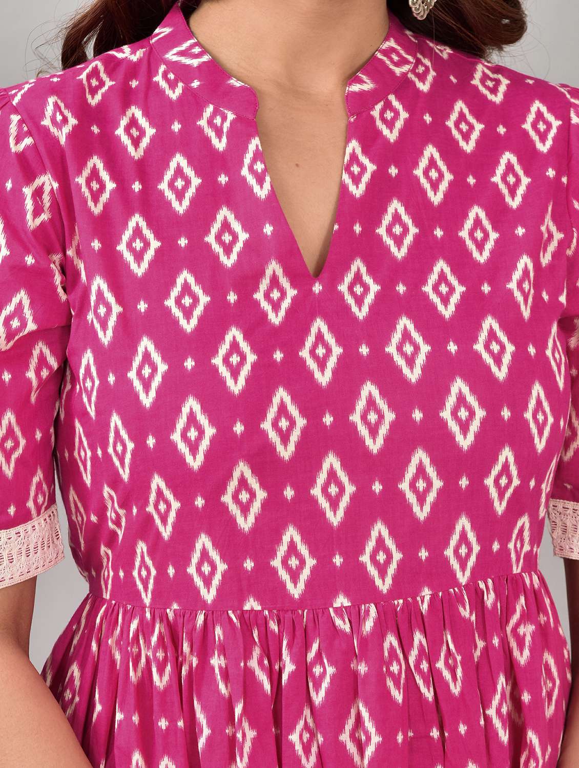 women pink ikat printed anarkali kurta - 21549905 - Standard Image - 5