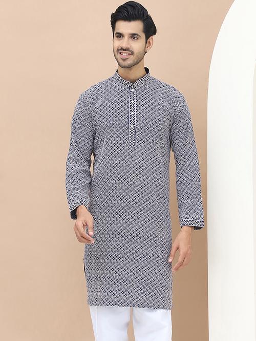 men embroidered mandarin neck kurta  - 21549995 -  Standard Image - 0