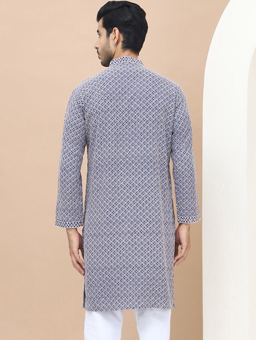 men embroidered mandarin neck kurta - 21549995 - Standard Image - 3