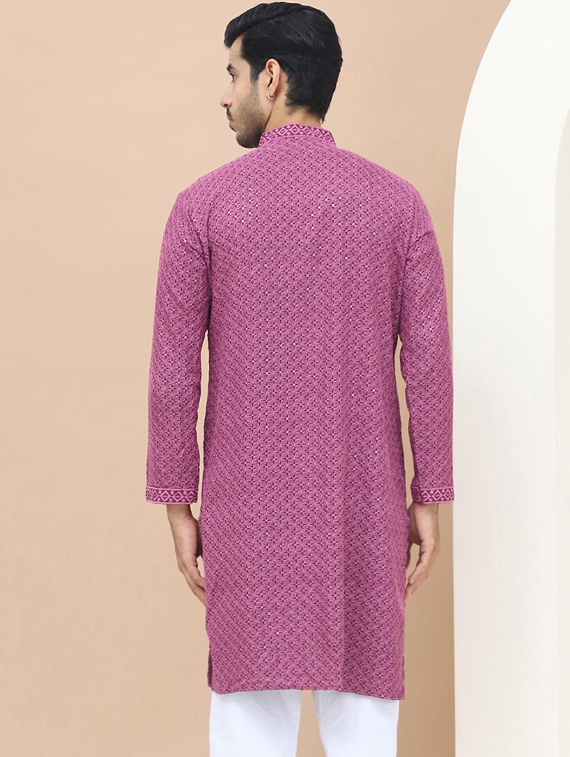 men embroidered mandarin neck kurta - 21549996 - Standard Image - 3