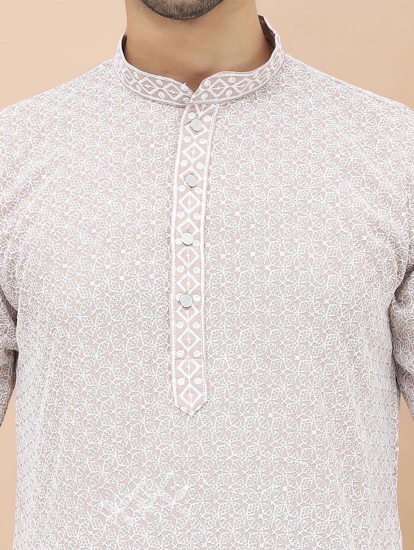 men embroidered mandarin neck kurta - 21549997 - Standard Image - 5