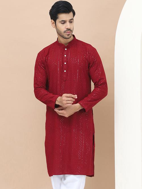men embroidered mandarin neck kurta  - 21550000 -  Standard Image - 0
