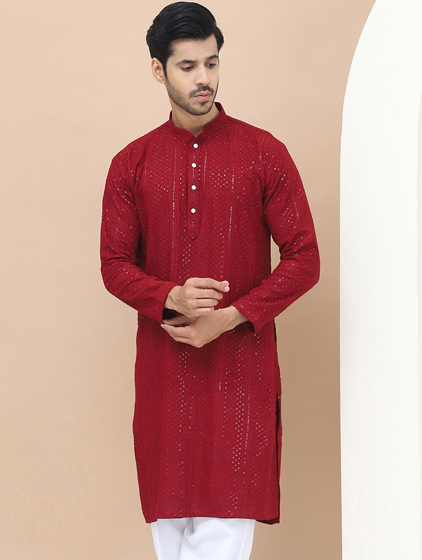 men embroidered mandarin neck kurta  - 21550000 -  Zoom Image - 0