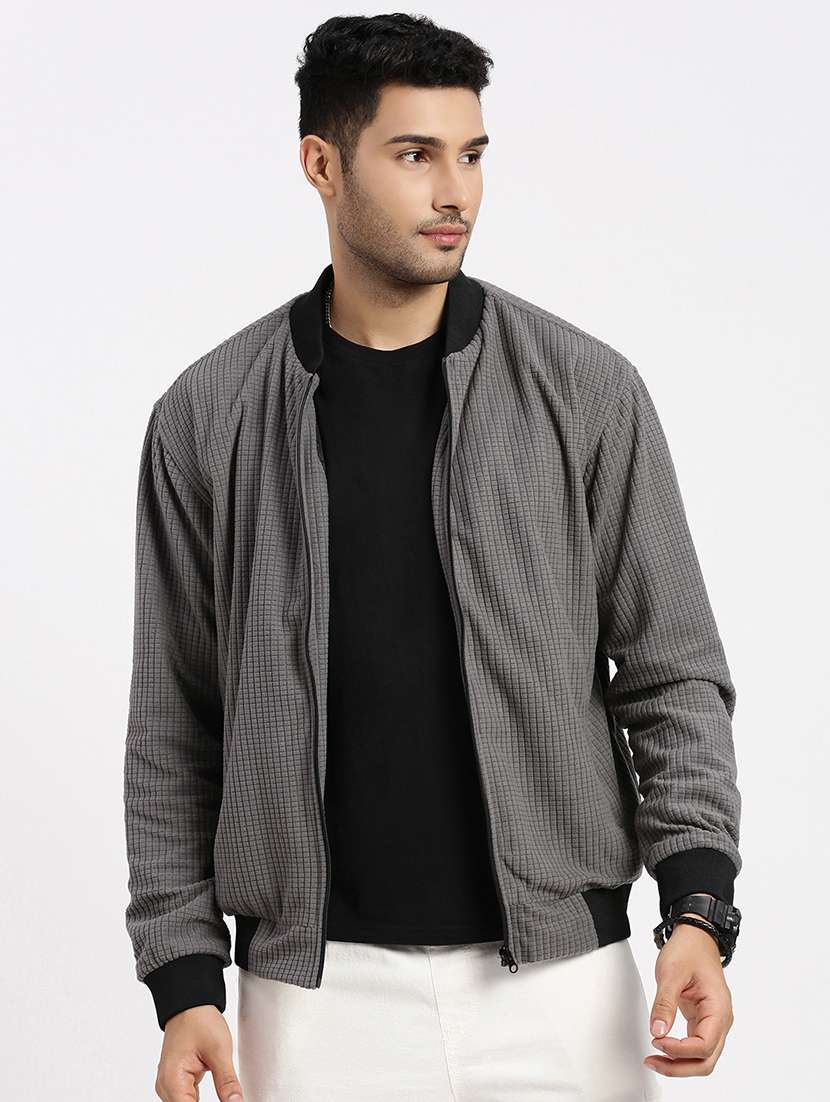 men solid henley collar casual jacket - 21550026 -  Zoom Image - 0