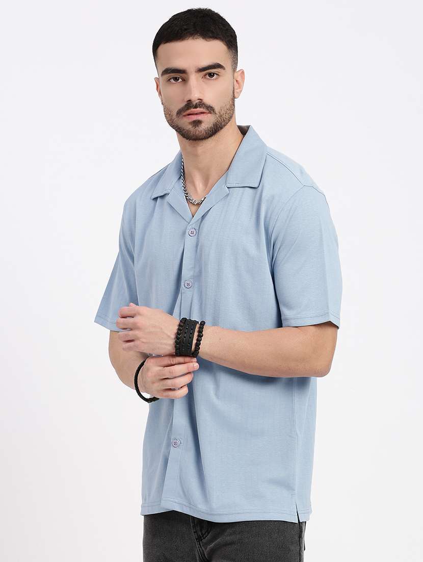 men solid short sleeve casual shirt - 21550046 -  Standard Image - 3