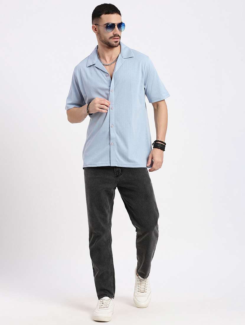 men solid short sleeve casual shirt - 21550046 -  Standard Image - 5