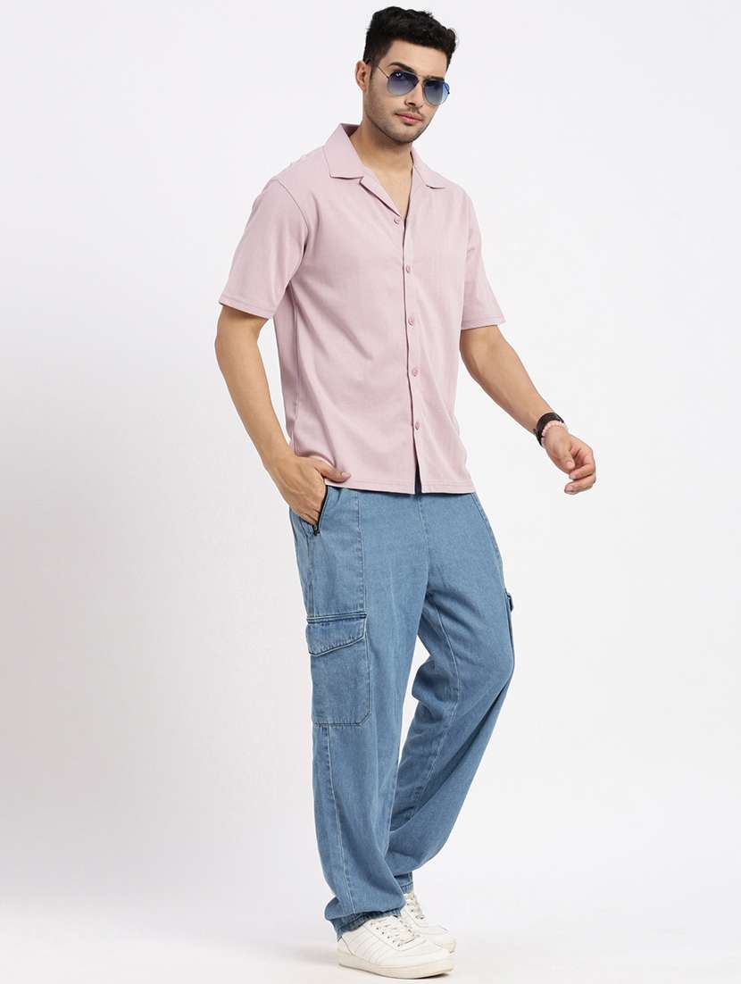 men solid short sleeve casual shirt - 21550051 -  Standard Image - 3