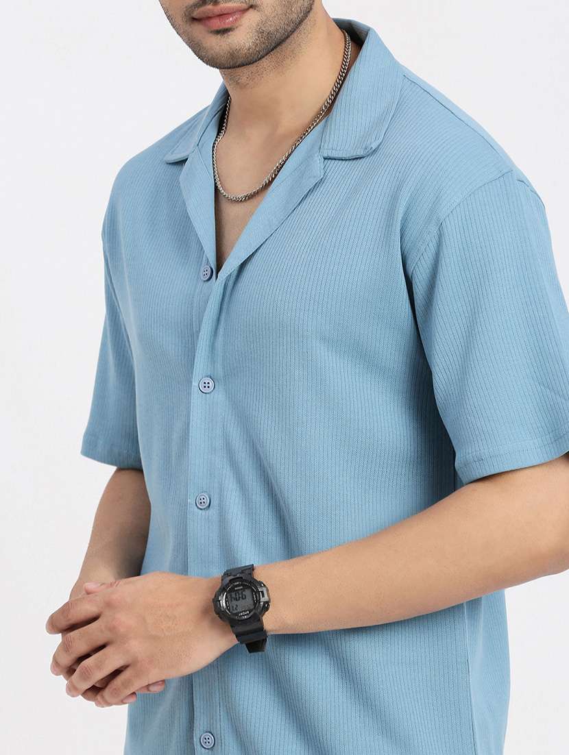 men solid short sleeve casual shirt - 21550053 -  Standard Image - 5