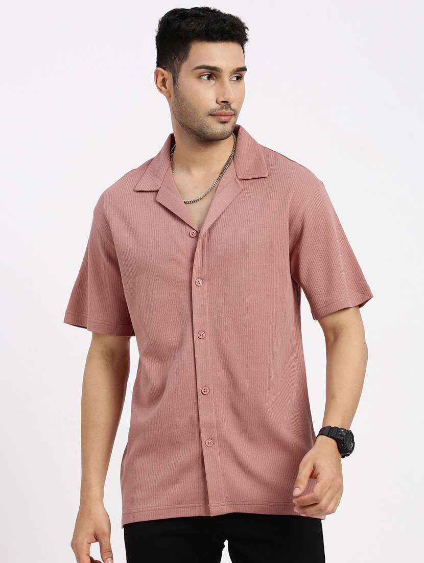 men solid short sleeve casual shirt