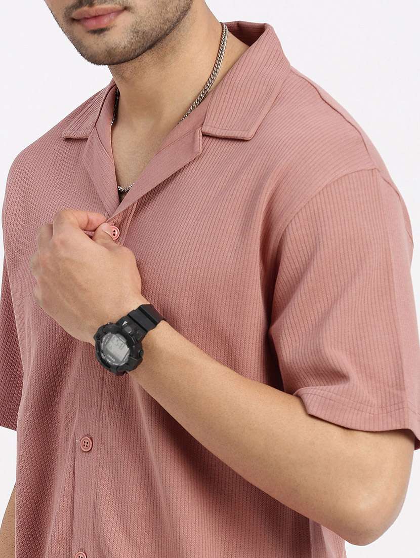 men solid short sleeve casual shirt - 21550055 -  Standard Image - 5