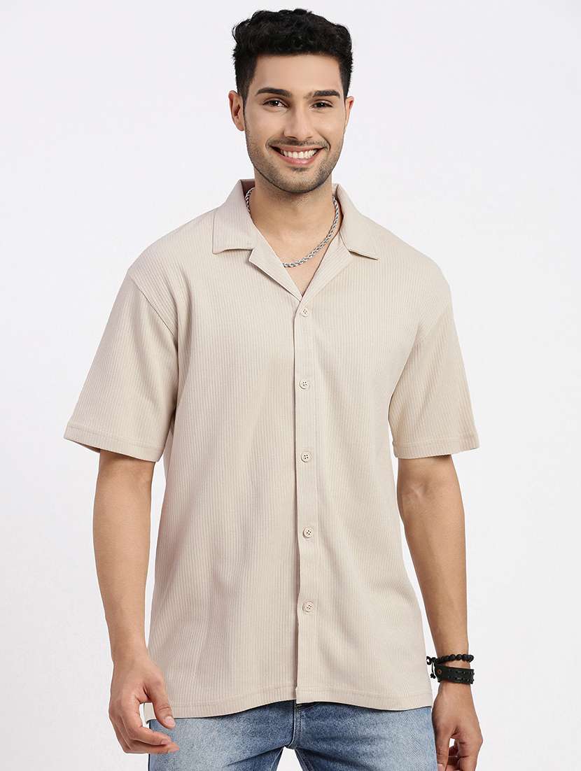 men solid short sleeve casual shirt