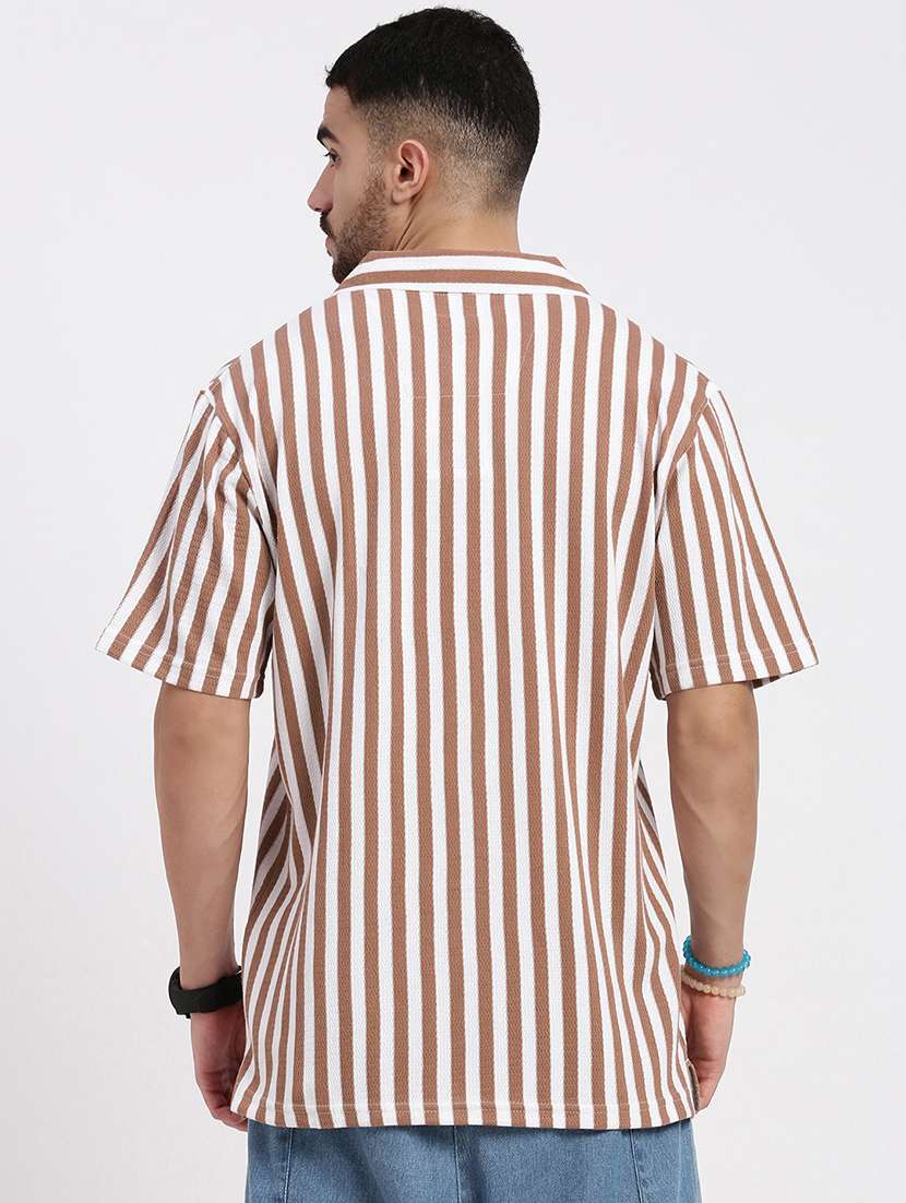 men vertical striped short sleeve casual shirt - 21550059 -  Standard Image - 3