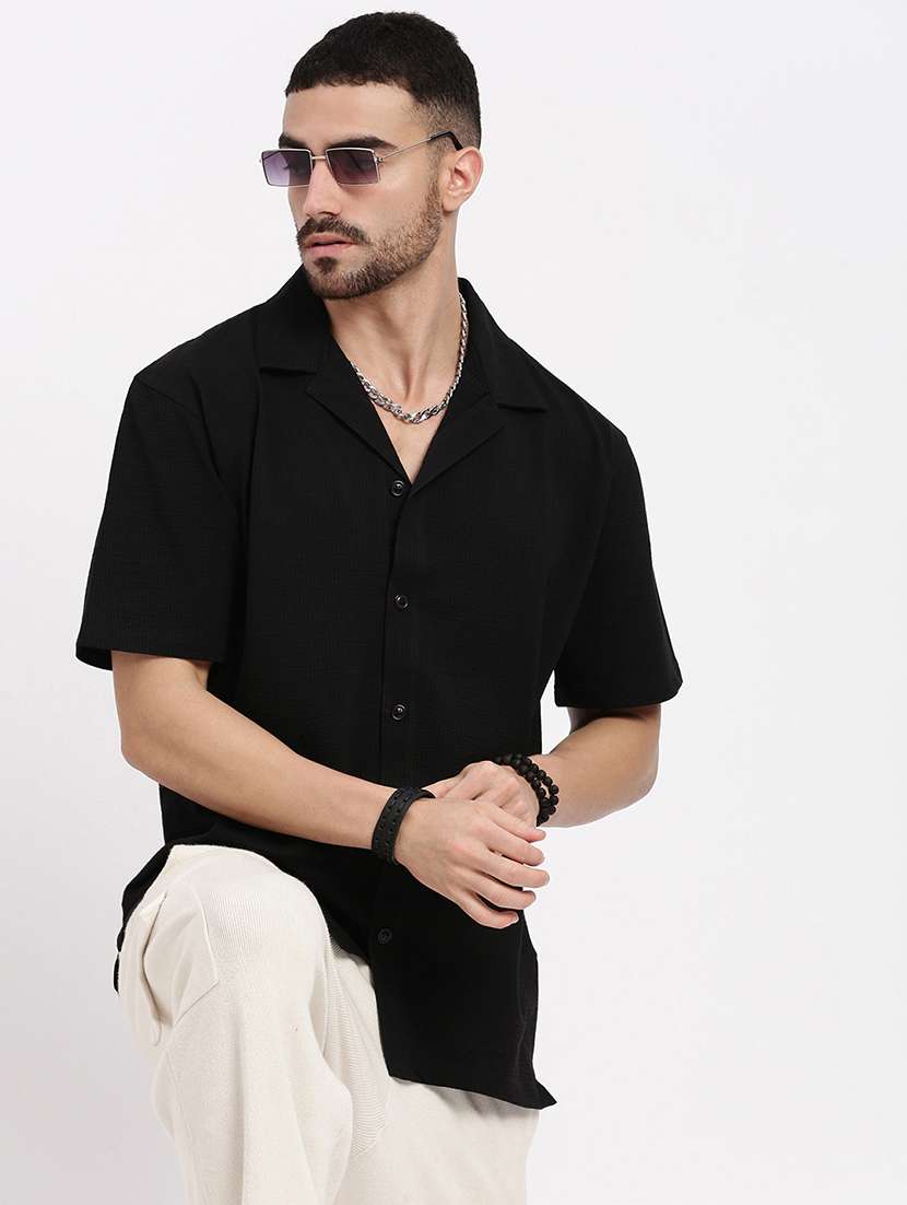 men solid short sleeve casual shirt - 21550071 -  Standard Image - 3