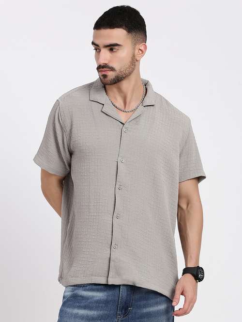 men solid short sleeve casual shirt - 21550081 -  Standard Image - 0