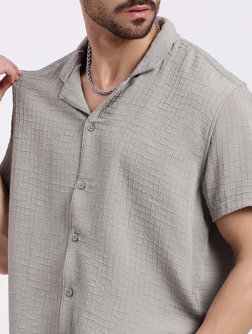 men solid short sleeve casual shirt - 21550081 -  Standard Image - 5