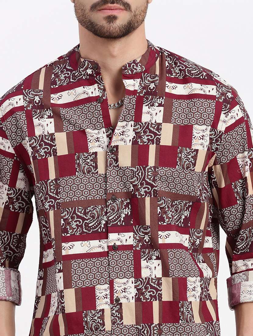men printed long sleeve casual shirt - 21550102 -  Standard Image - 5