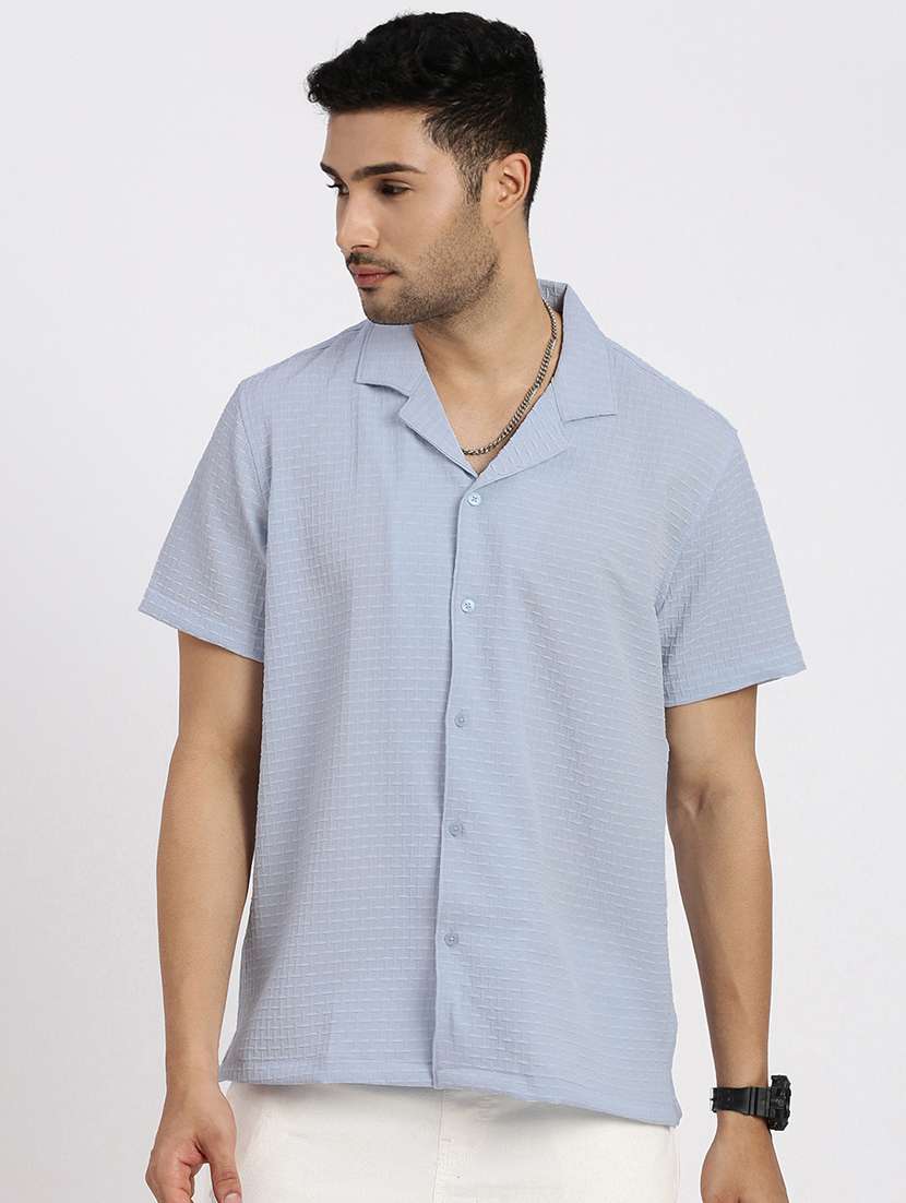 men solid short sleeve casual shirt - 21550106 -  Zoom Image - 0