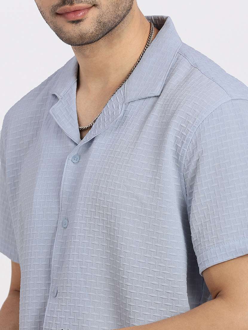 men solid short sleeve casual shirt - 21550106 -  Standard Image - 5