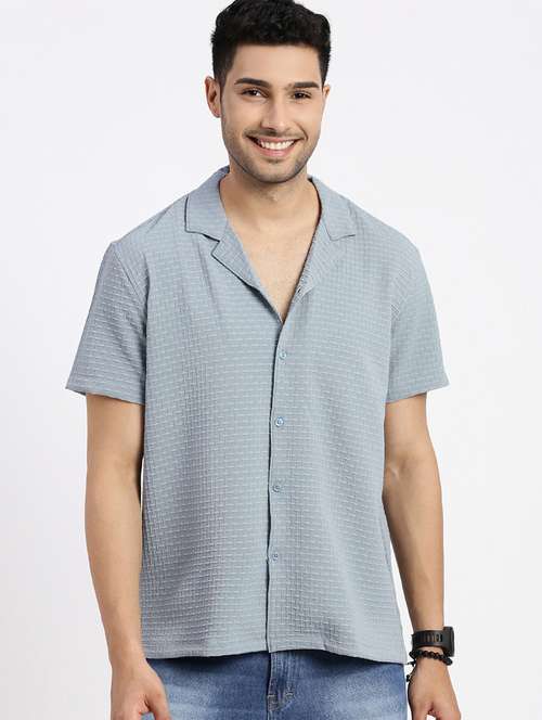 men solid short sleeve casual shirt - 21550107 -  Standard Image - 0