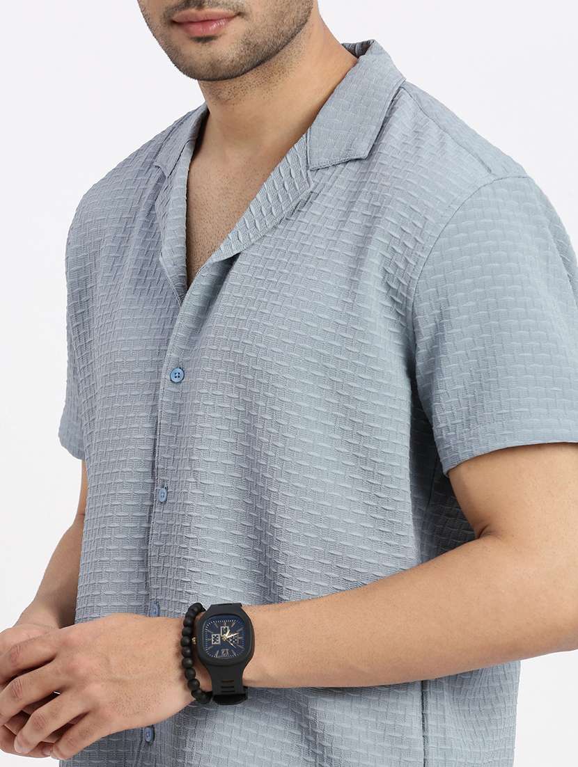 men solid short sleeve casual shirt - 21550107 -  Standard Image - 5