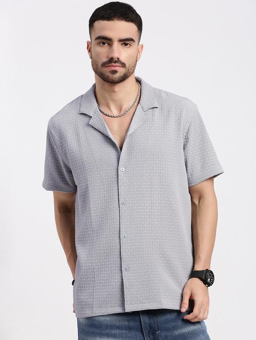 men solid short sleeve casual shirt - 21550108 -  Standard Image - 0