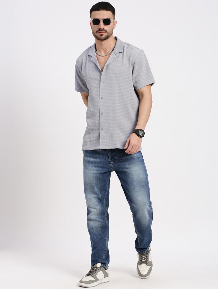 men solid short sleeve casual shirt - 21550108 -  Standard Image - 3