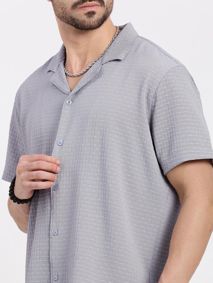men solid short sleeve casual shirt - 21550108 -  Standard Image - 5