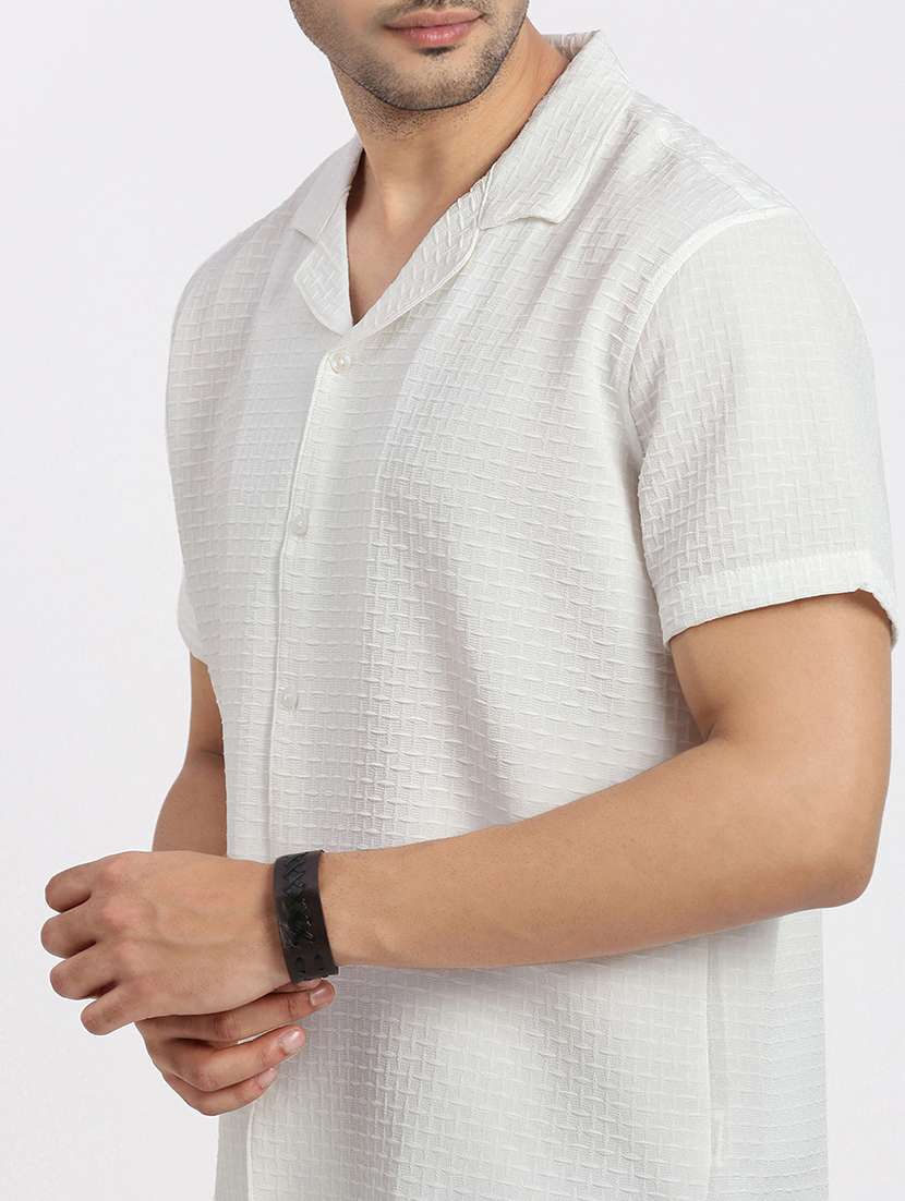 men solid short sleeve casual shirt - 21550111 -  Standard Image - 5