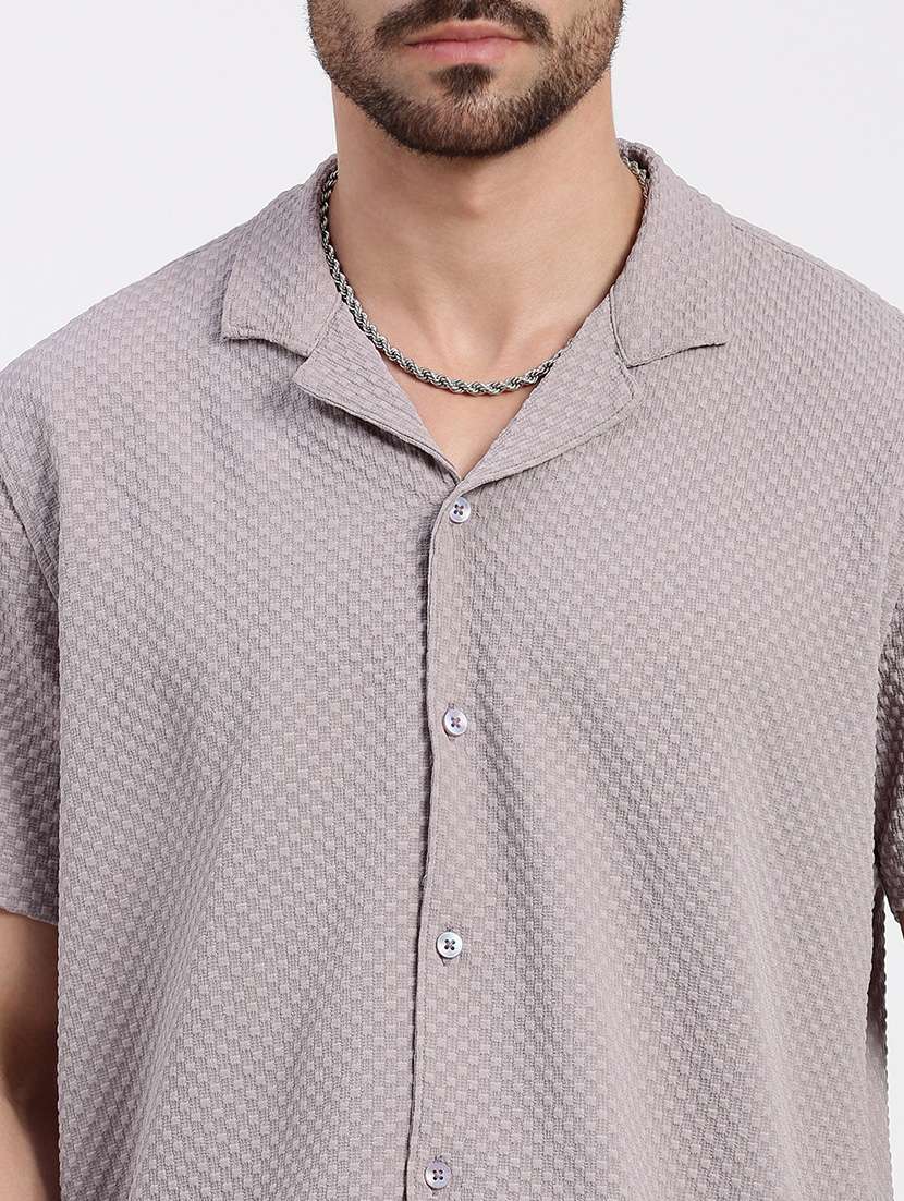 men solid short sleeve casual shirt - 21550112 -  Standard Image - 5