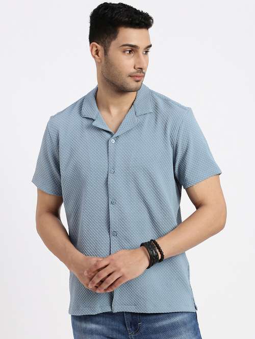 men solid short sleeve casual shirt - 21550113 -  Standard Image - 0