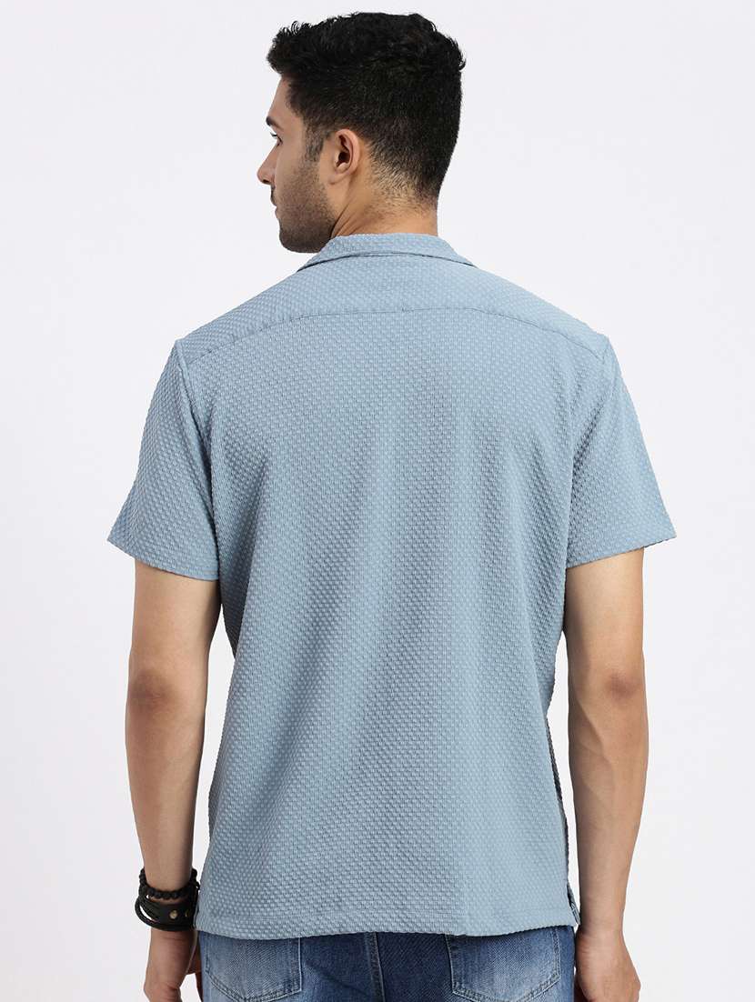 men solid short sleeve casual shirt - 21550113 -  Standard Image - 3