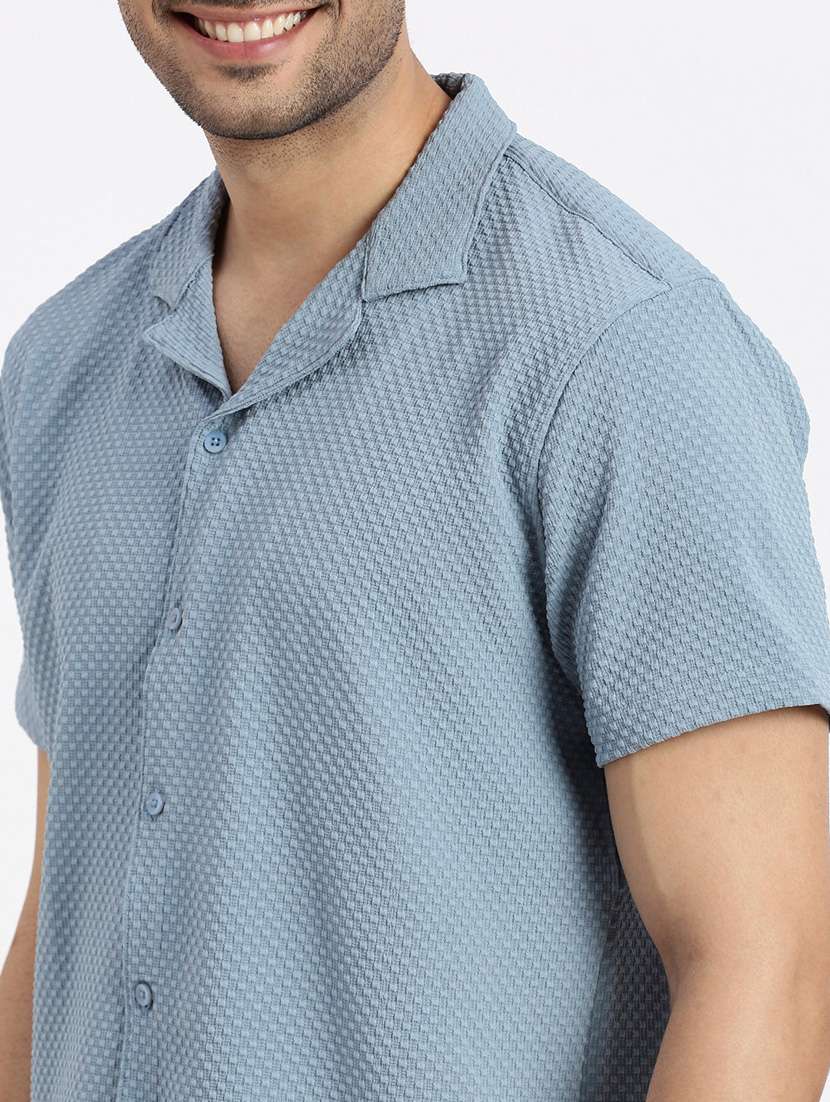 men solid short sleeve casual shirt - 21550113 -  Standard Image - 5