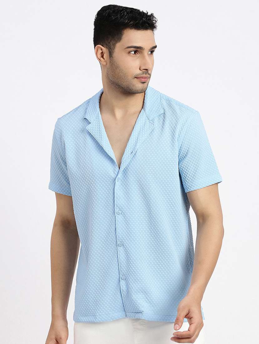 men solid short sleeve casual shirt - 21550115 -  Zoom Image - 0