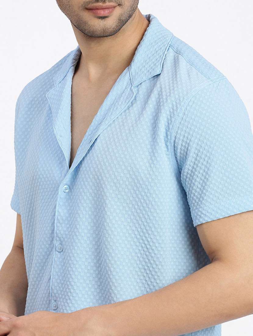 men solid short sleeve casual shirt - 21550115 -  Standard Image - 5
