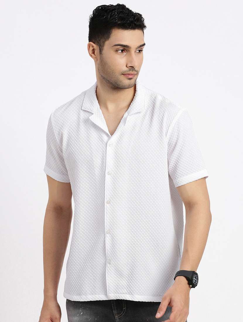 men solid short sleeve casual shirt