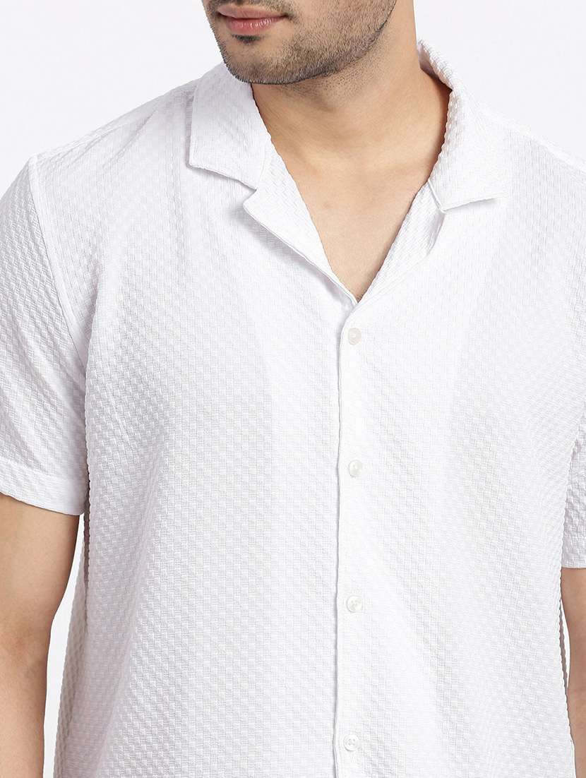 men solid short sleeve casual shirt - 21550117 - Standard Image - 5