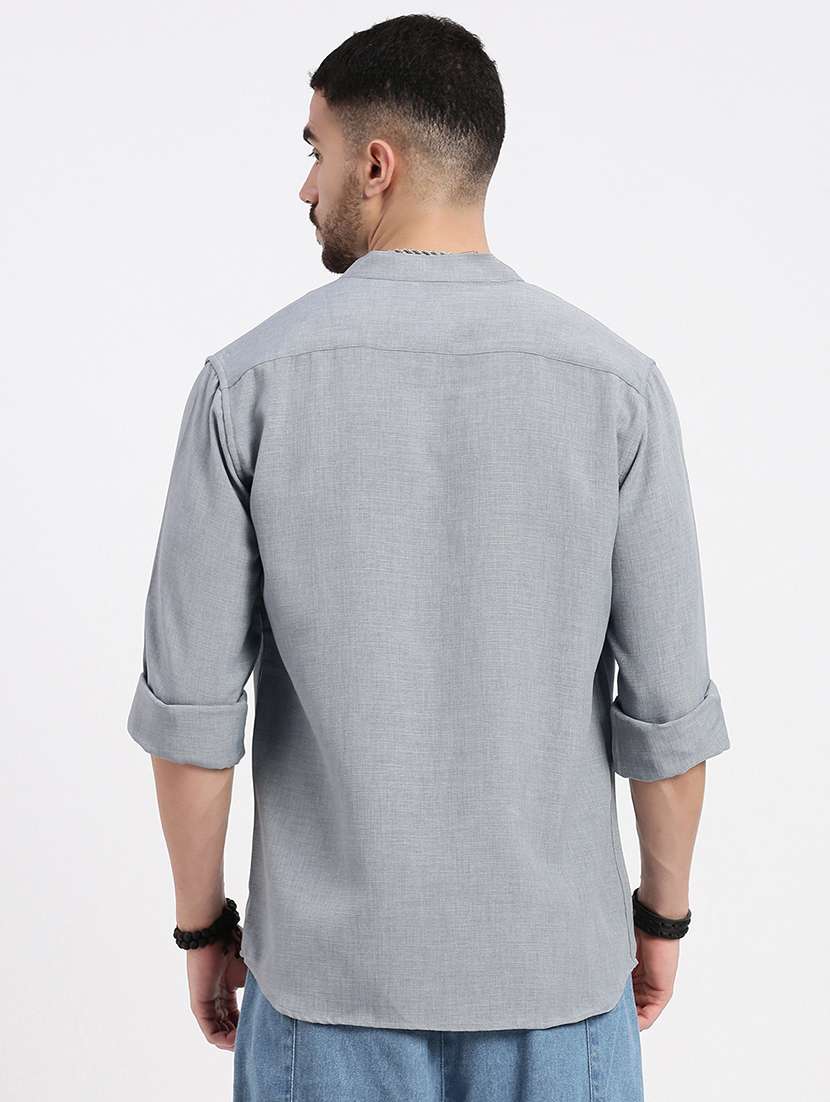 men solid long sleeve casual shirt - 21550133 -  Standard Image - 3