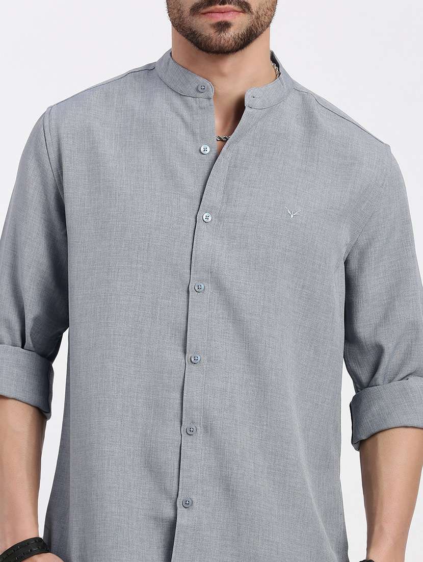men solid long sleeve casual shirt - 21550133 -  Standard Image - 5