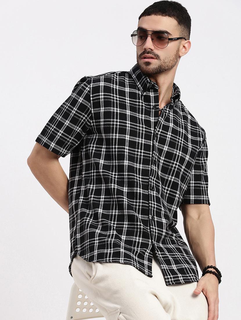 men checkered short sleeve casual shirt - 21550140 - Standard Image - 3