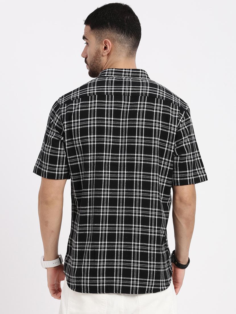 men checkered short sleeve casual shirt - 21550143 - Standard Image - 3