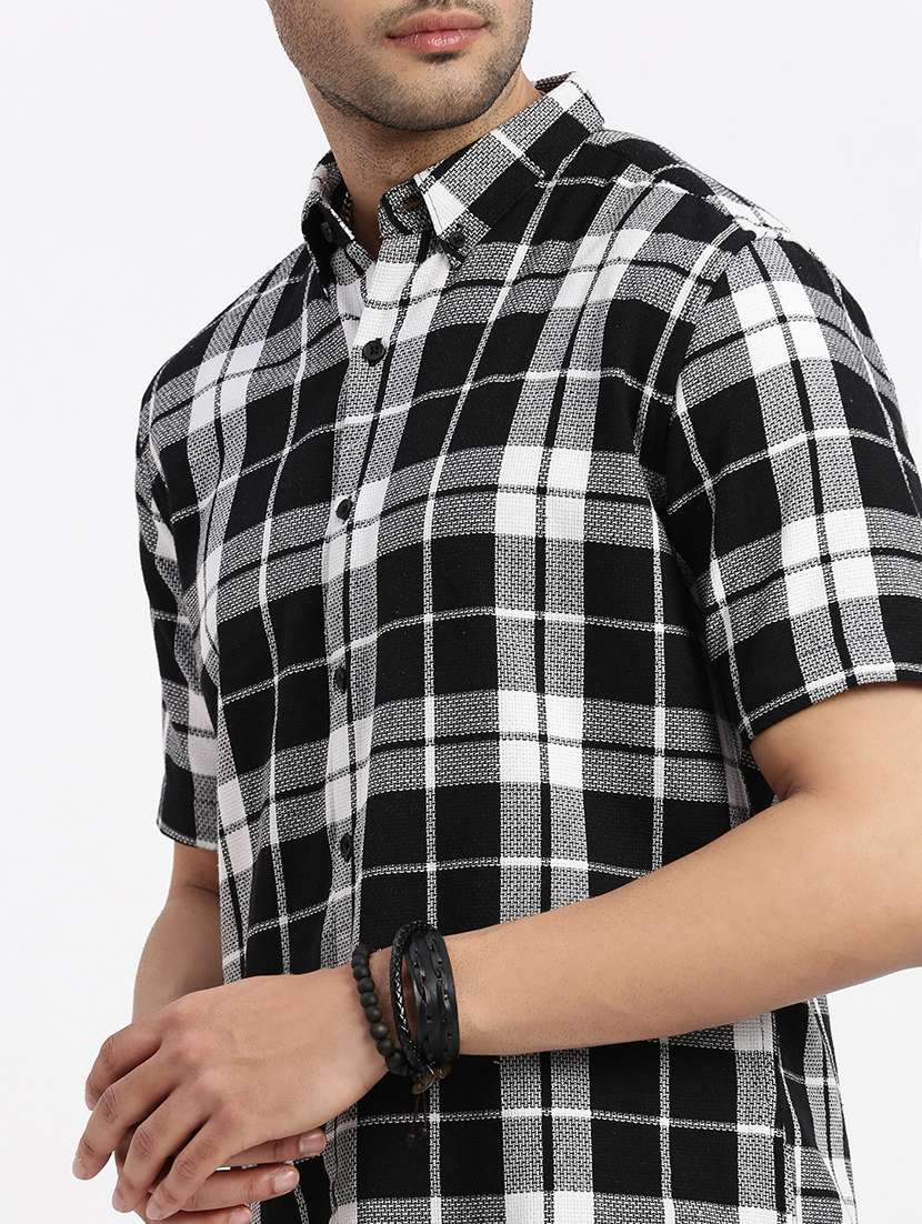 men checkered short sleeve casual shirt - 21550145 -  Standard Image - 5