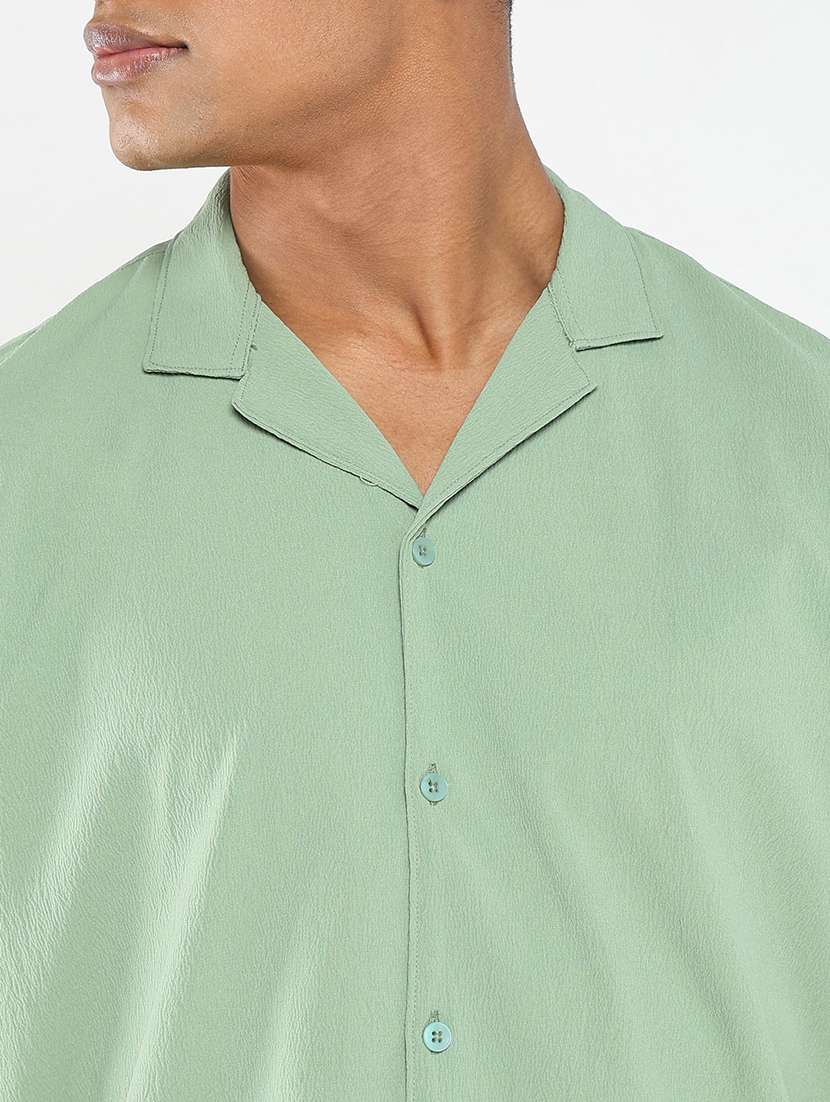 men solid shirt and short co-ord set - 21550161 - Standard Image - 5